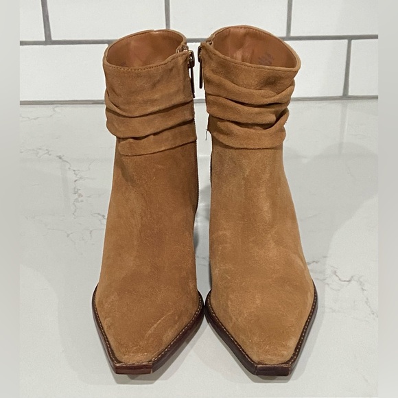 Vince Camuto Nerlinji Brown Leather Suede Ankle Boots Women’s Size 6.5 New - Picture 2 of 10